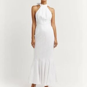DISSH White Backless Halter Mermaid Dress